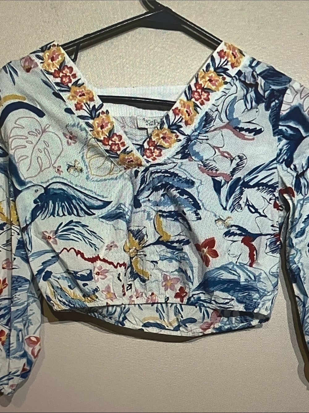 Rachel Zoe Multicolor Floral V-Neck Cropped Top